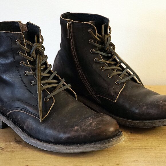 Freebird by Steven PENDLETON Men's Black Distressed Military Boots 12 US - Picture 3 of 16